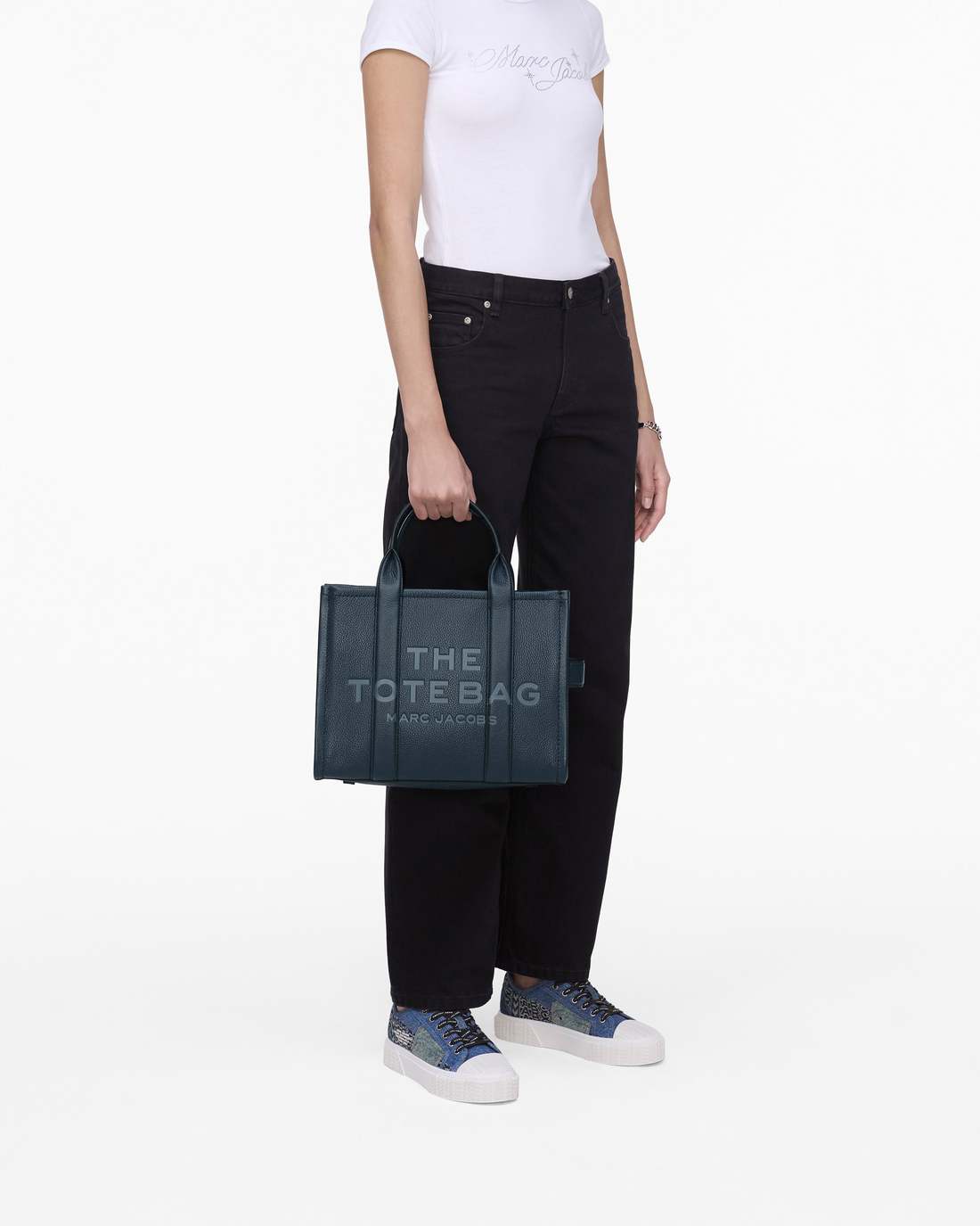 The Leather Medium Tote Bag Blue Sea