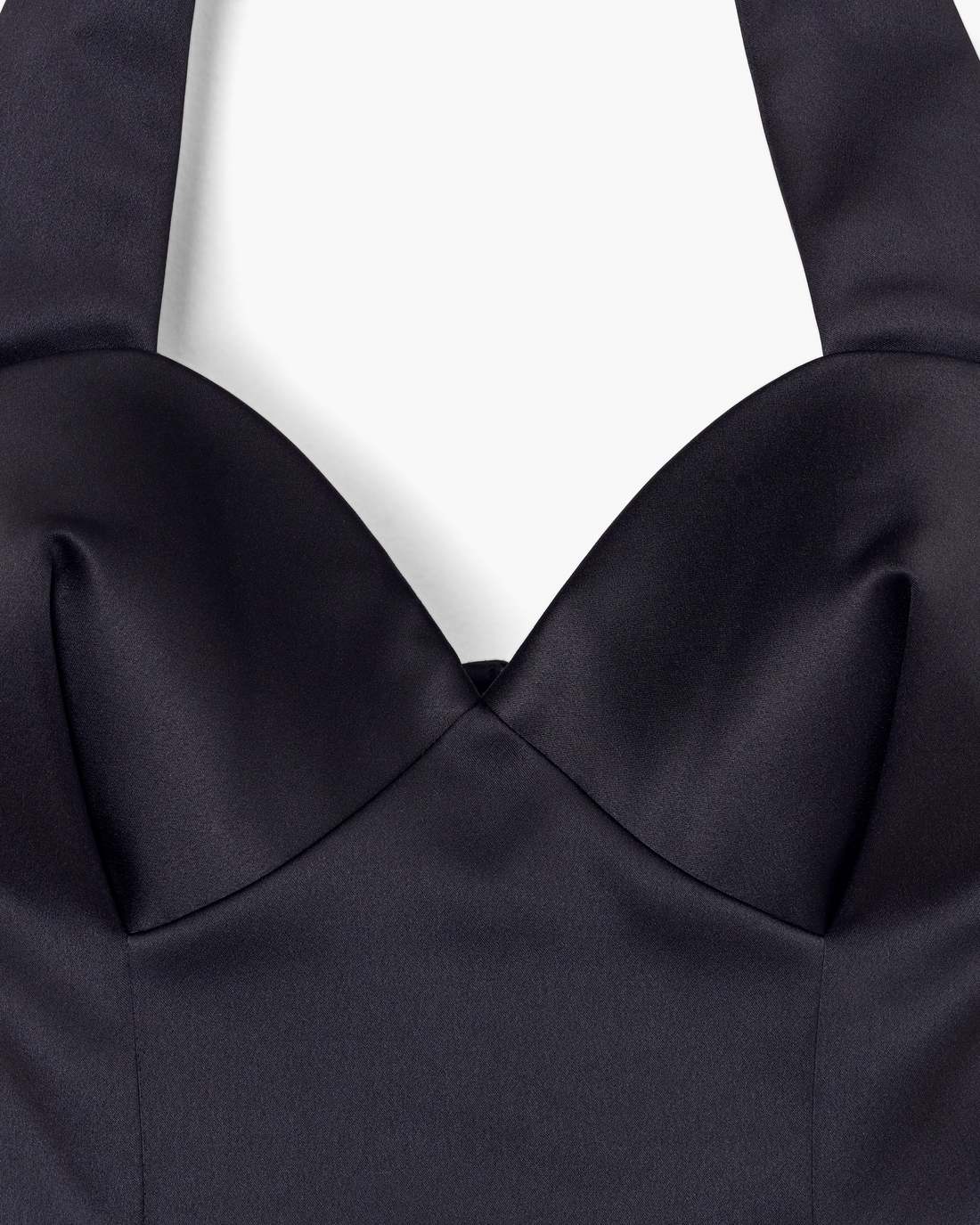 Sculpted Satin Halter Dress Black
