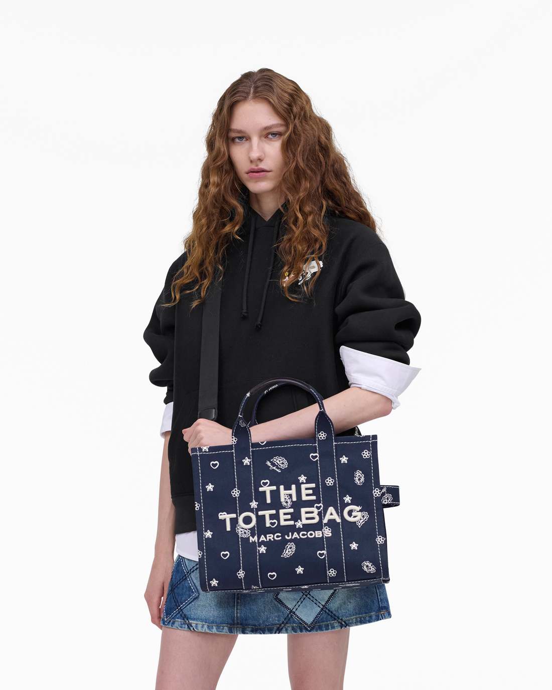 The Bandana Canvas Medium Tote Bag Navy Multi