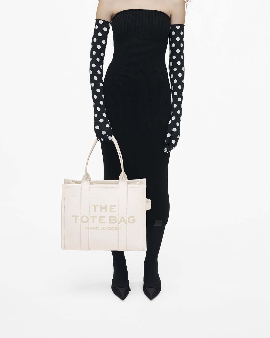 The Leather Large Tote Bag Cotton/Silver