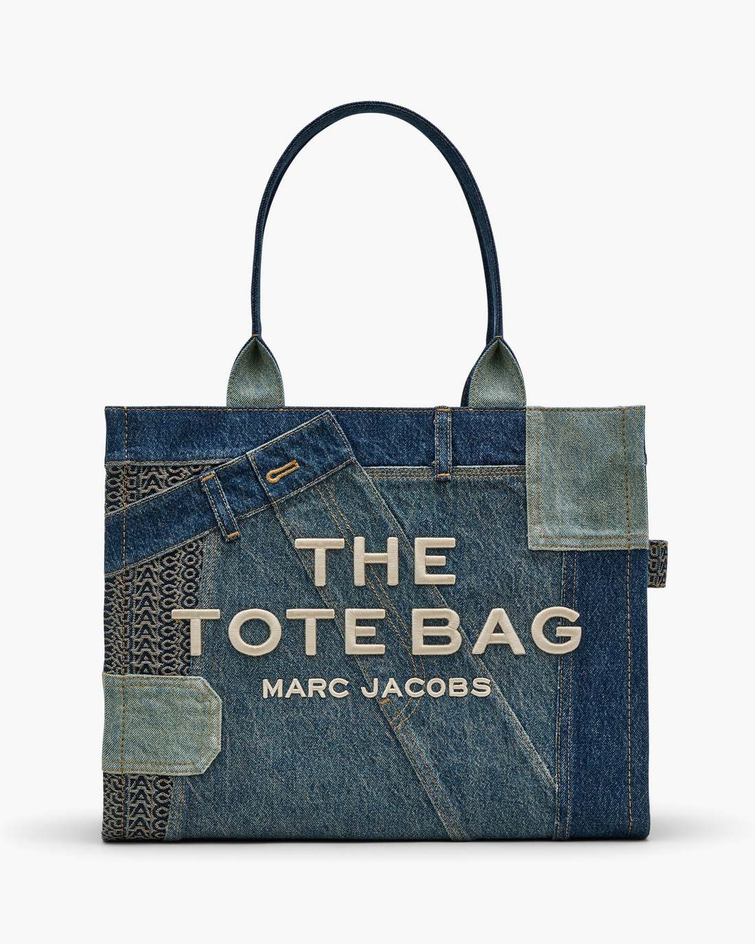 The Deconstructed Denim Large Tote Bag Indigo Multi