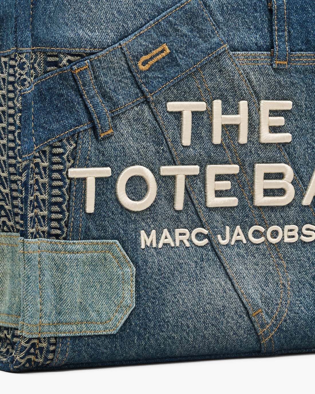 The Deconstructed Denim Medium Tote Bag Indigo Multi