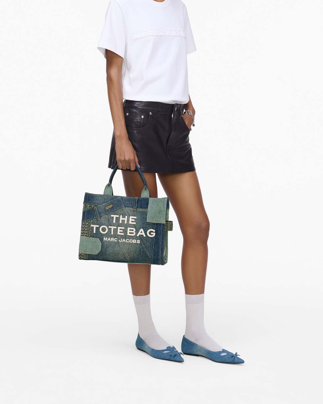 The Deconstructed Denim Medium Tote Bag Indigo Multi