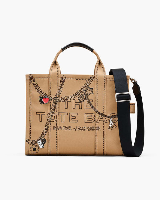The Trompe L'Oeil Charm Canvas Medium Tote Bag Camel Multi