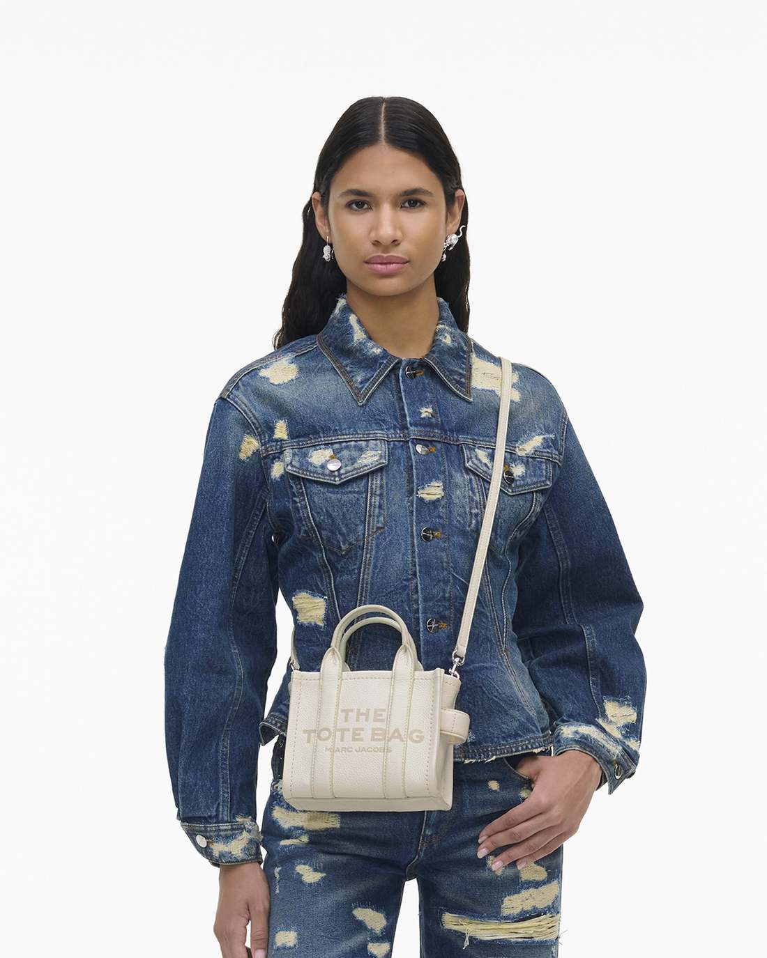 The Leather Crossbody Tote Bag Cotton/Silver
