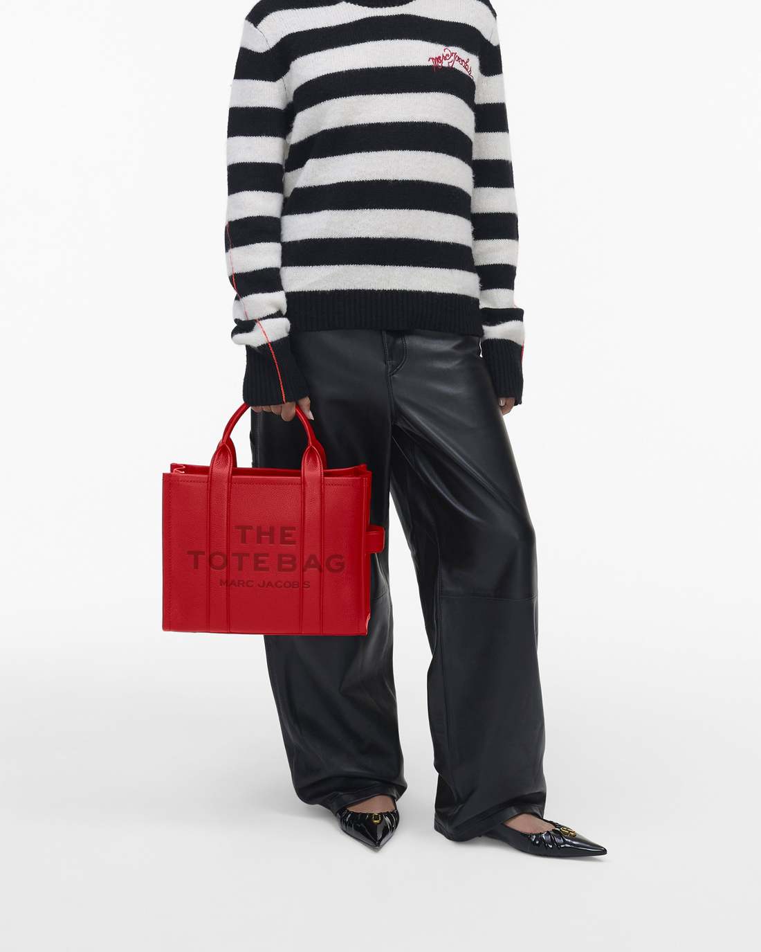 The Leather Medium Tote Bag True Red