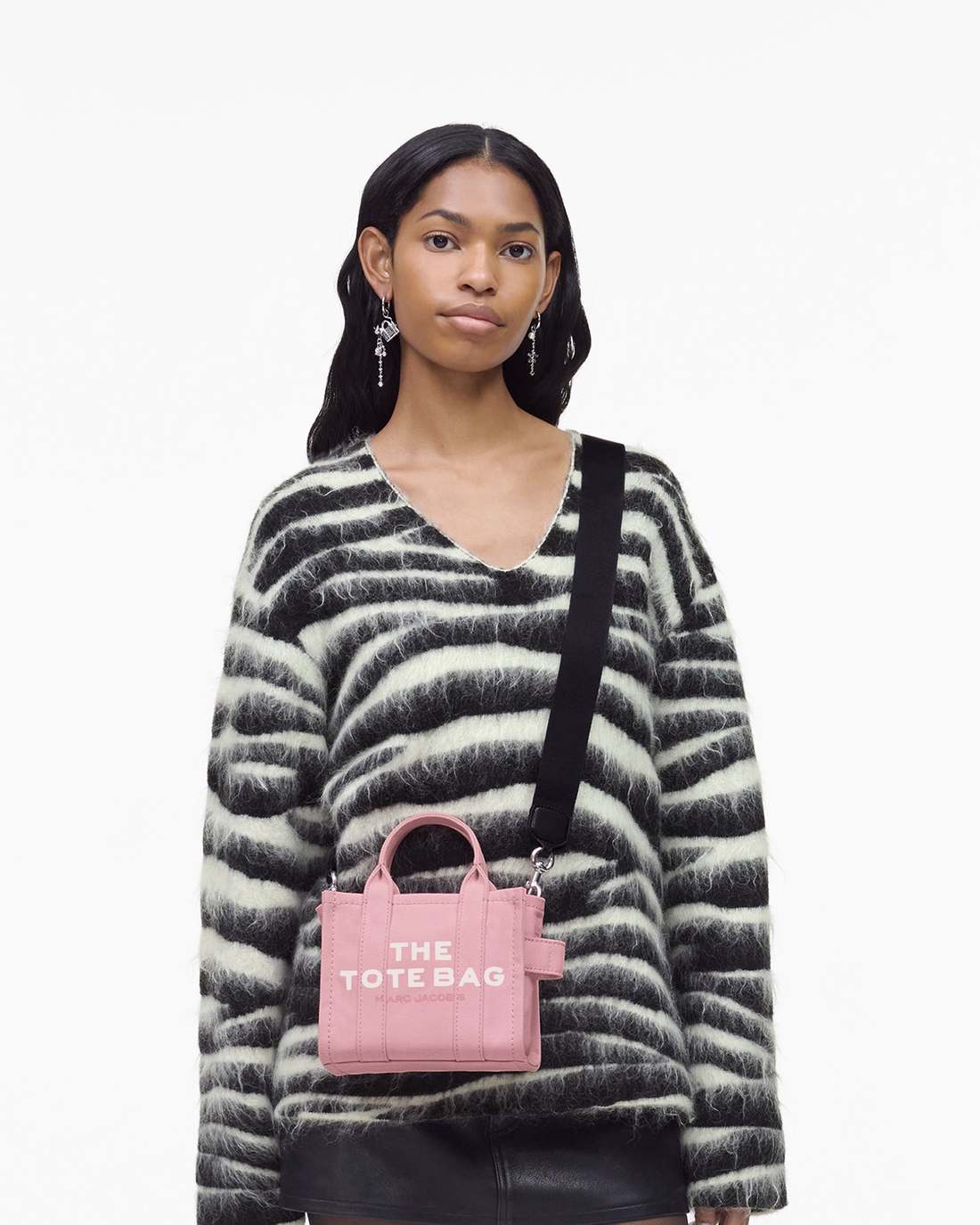 The Canvas Crossbody Tote Bag Ribbon Pink