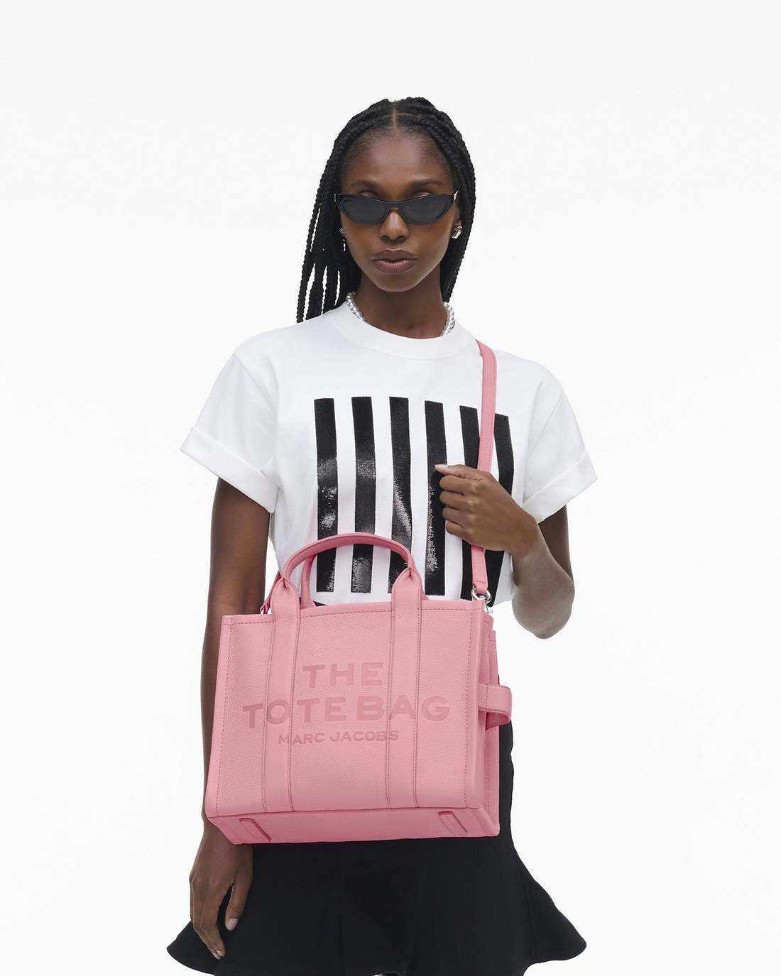 The Leather Medium Tote Bag Ribbon Pink