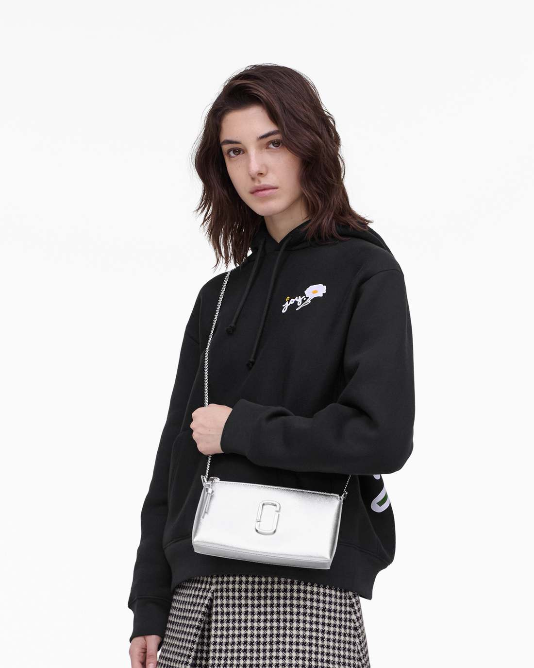 The Metallic Snapshot Convertible Shoulder Bag Silver