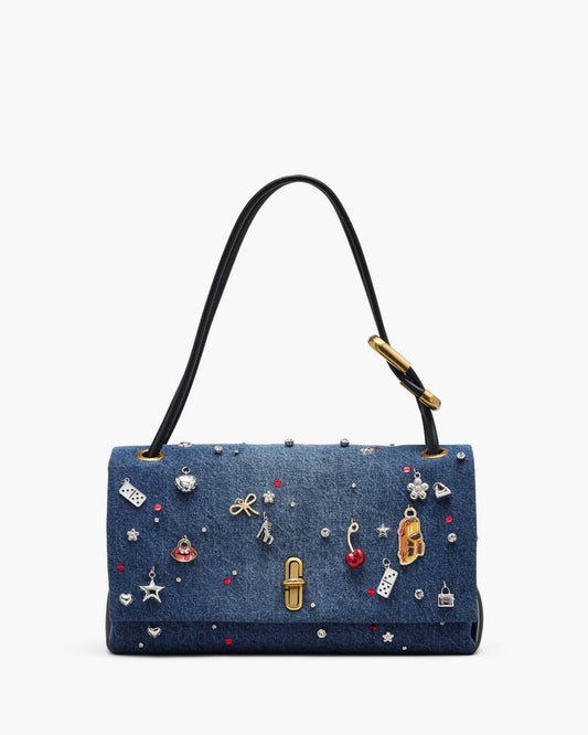 The Trinket Charm Denim Large Dual Bag Medium Wash Multi