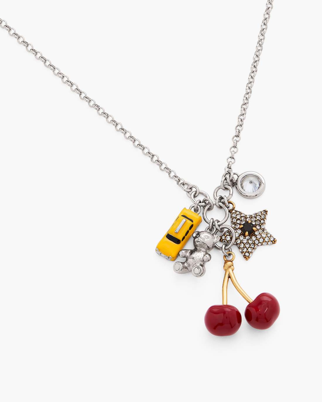 The Trinket Cluster Necklace Silver/Multi