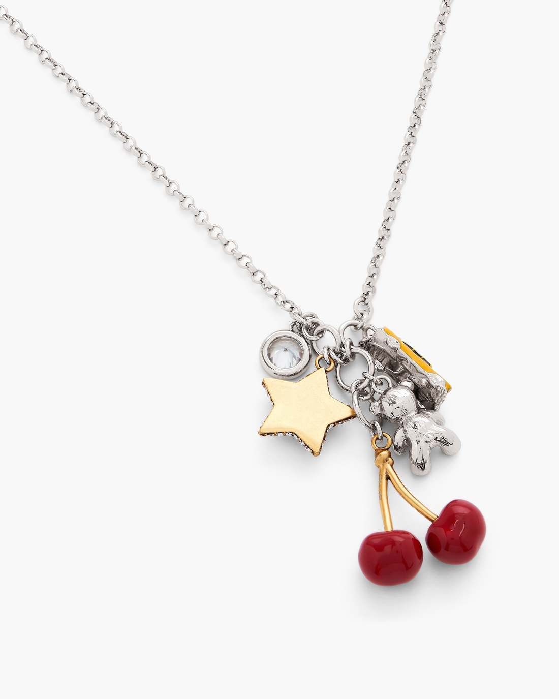 The Trinket Cluster Necklace Silver/Multi