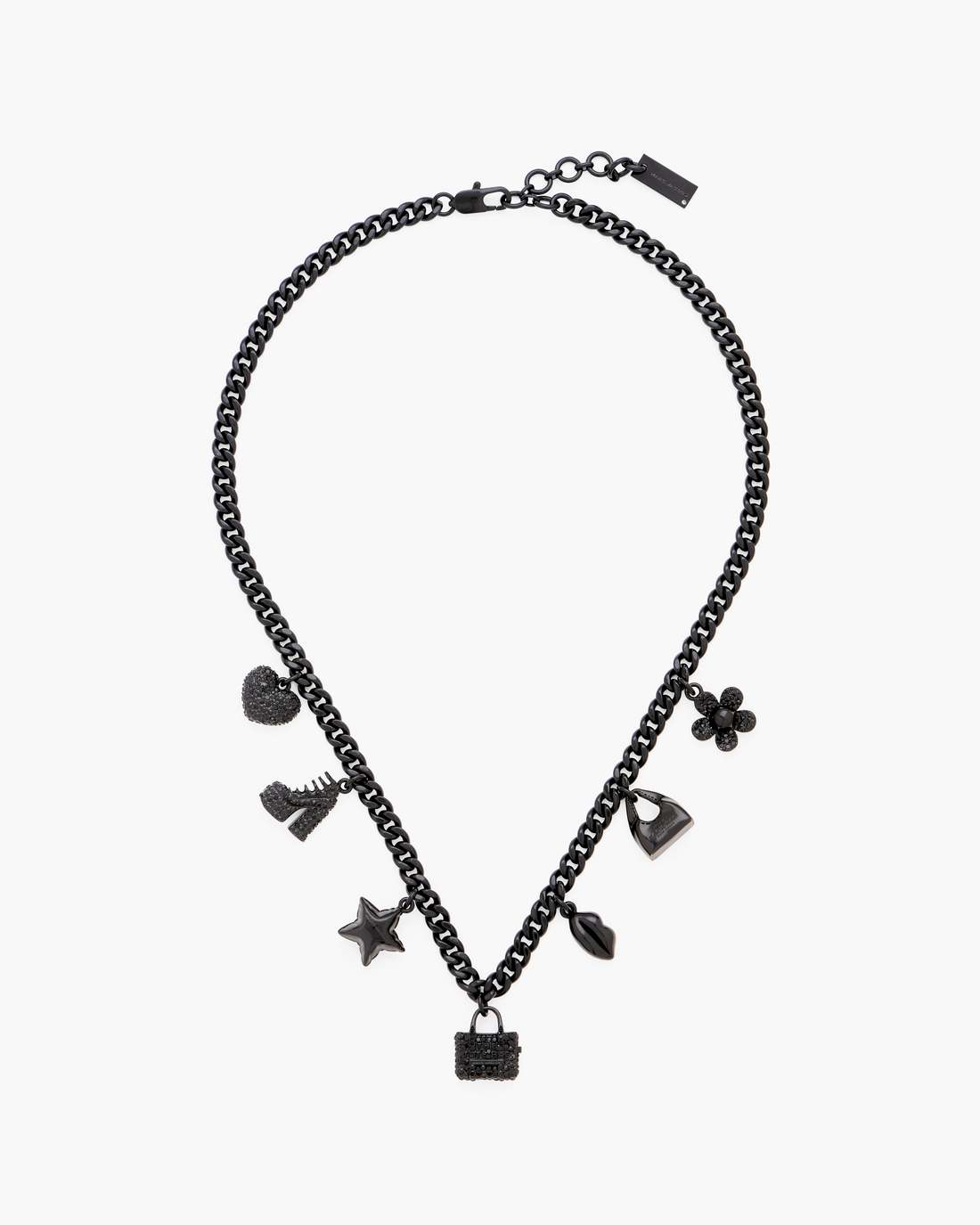 Mini Icon Pave Charm Necklace Black/Black Crystal