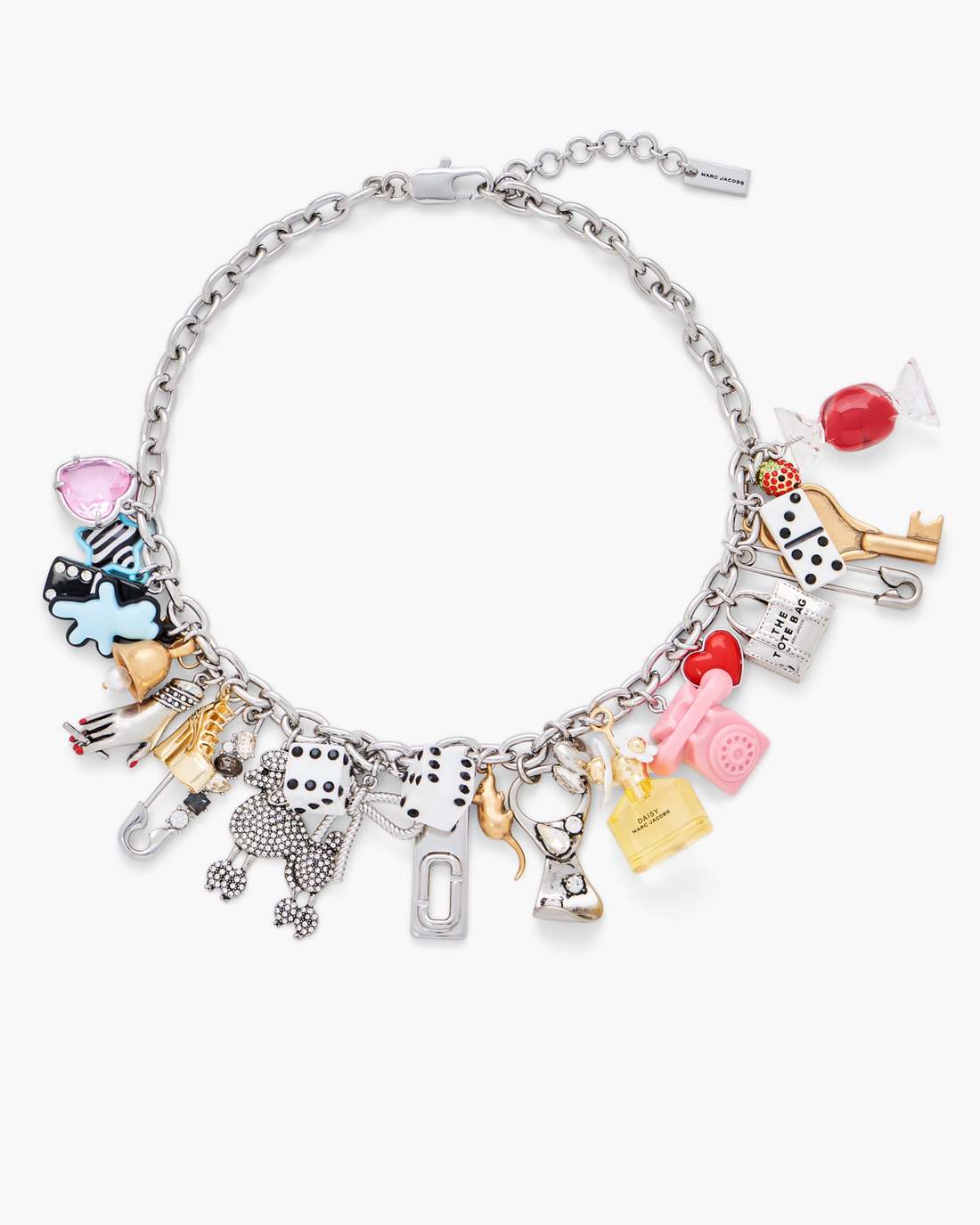 The Sticker Charm Statement Necklace Silver Multi