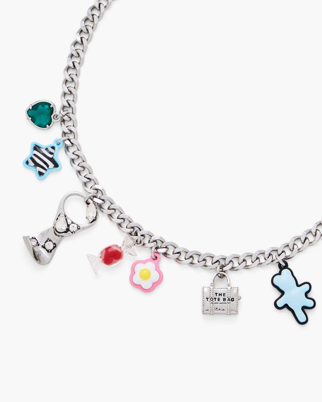 The Sticker Charm Necklace Silver Multi