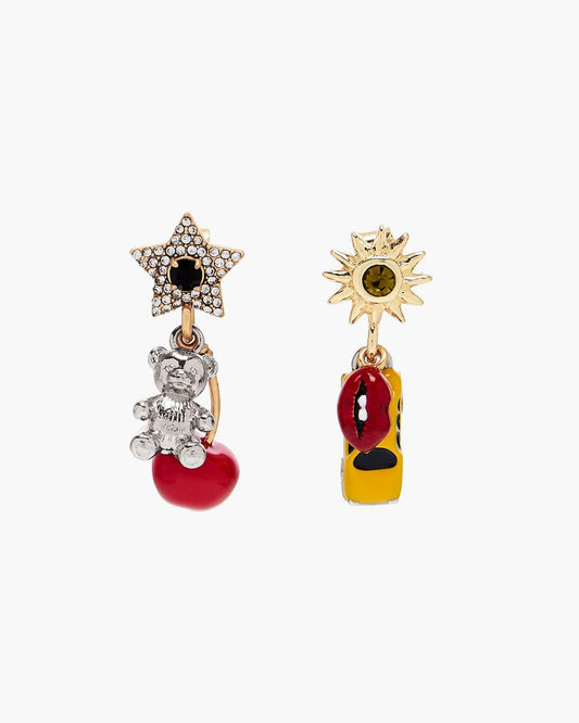 The Trinket Charm Cluster Earrings Silver/Multi