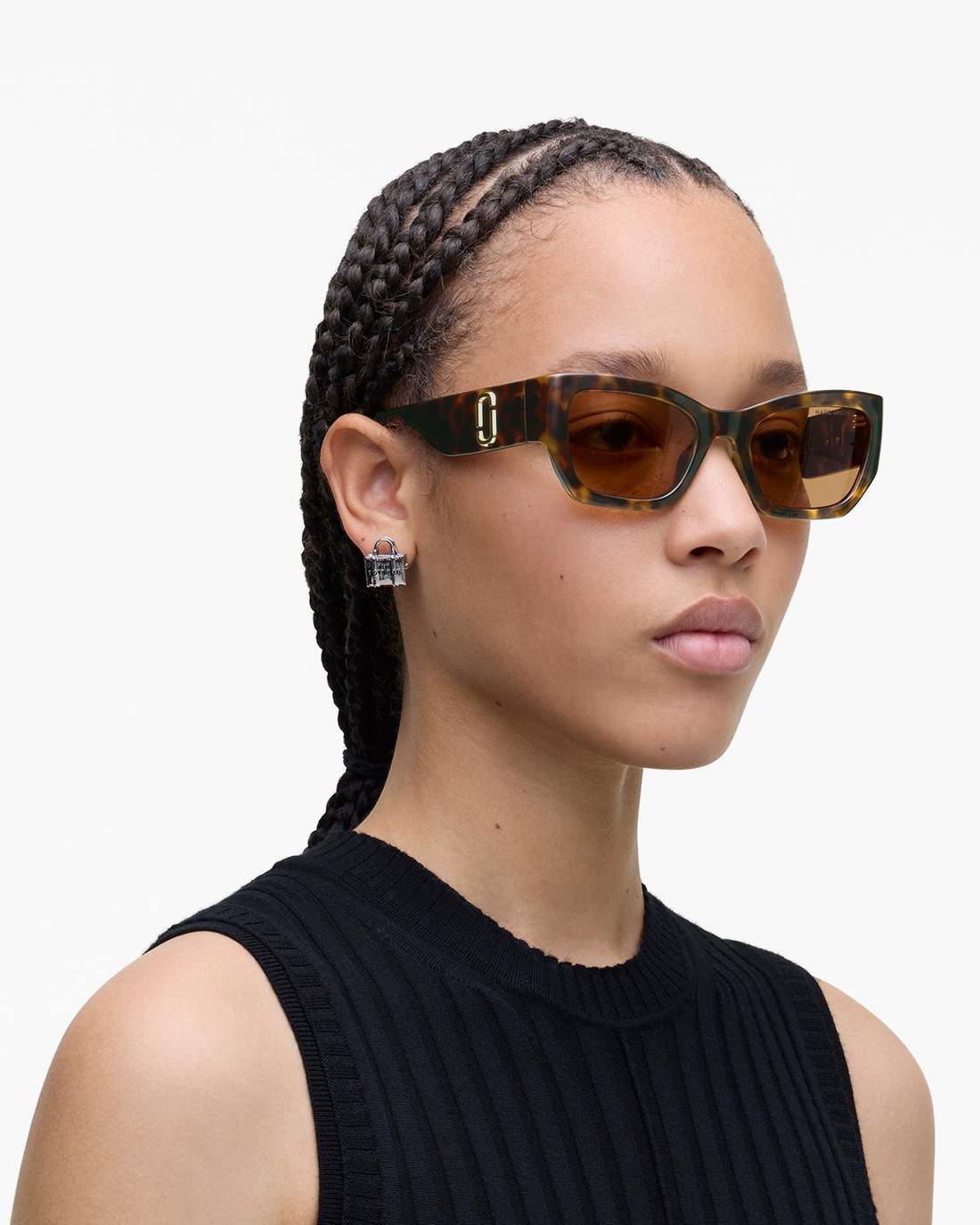 The J Marc Square Cat Eye Sunglasses Havana