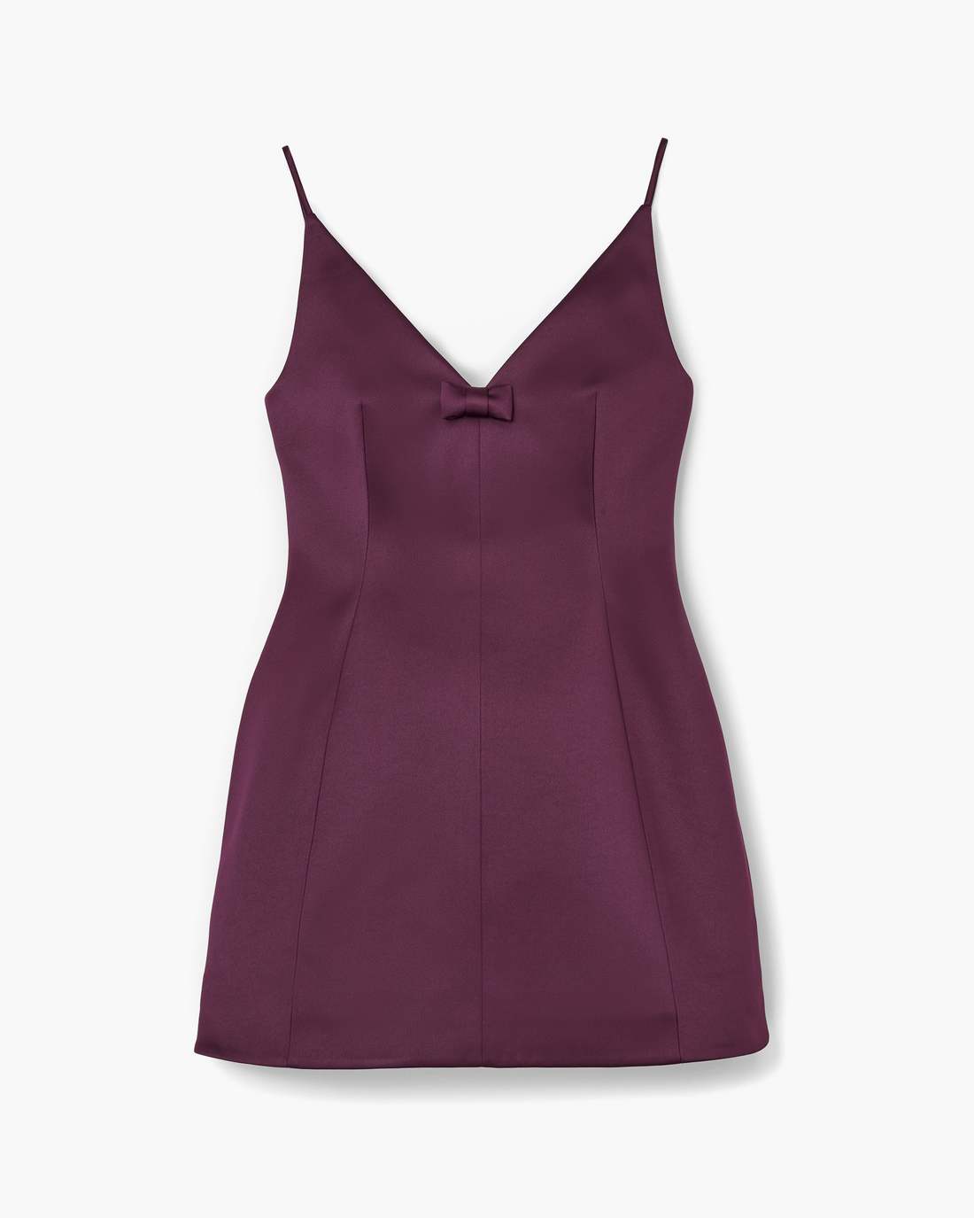 Satin Bow Dress Dark Plum