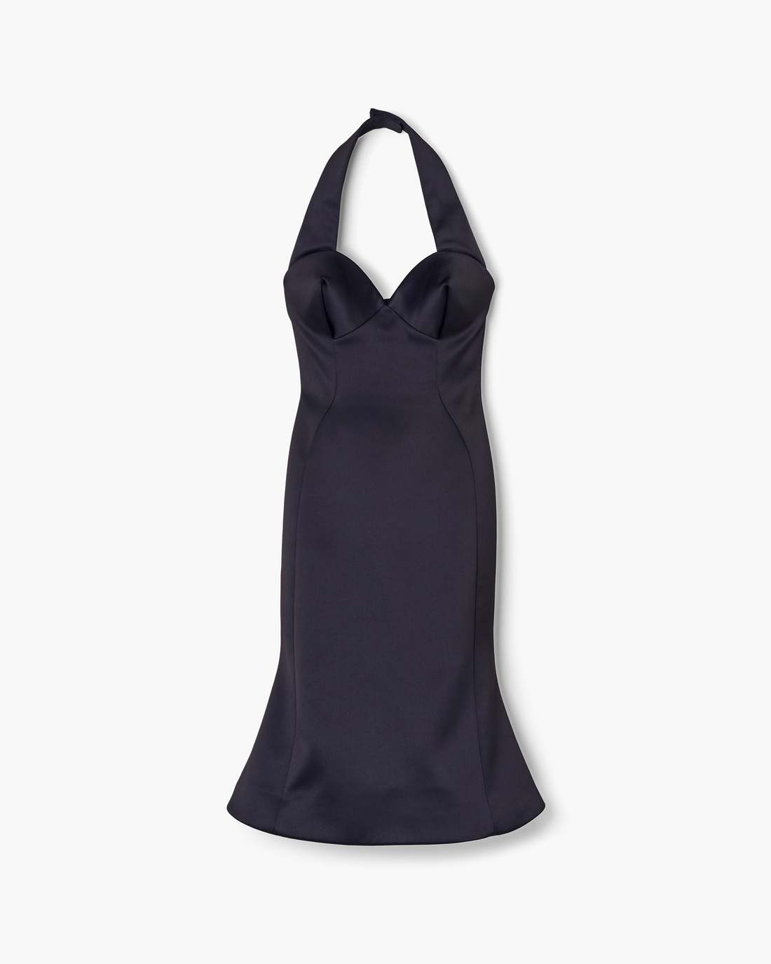 Sculpted Satin Halter Dress Black