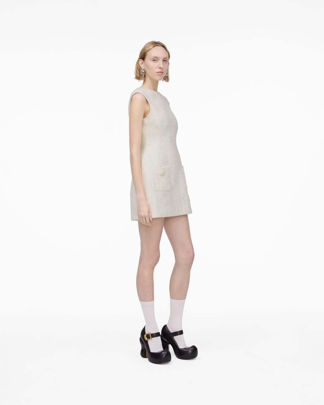 Sculptural Tweed Dress Ivory