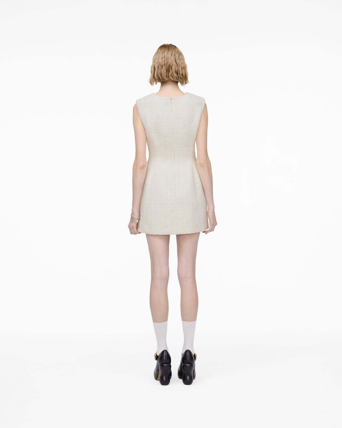 Sculptural Tweed Dress Ivory