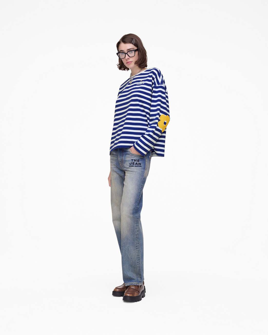Daisy Striped Longsleeve Pansy/White