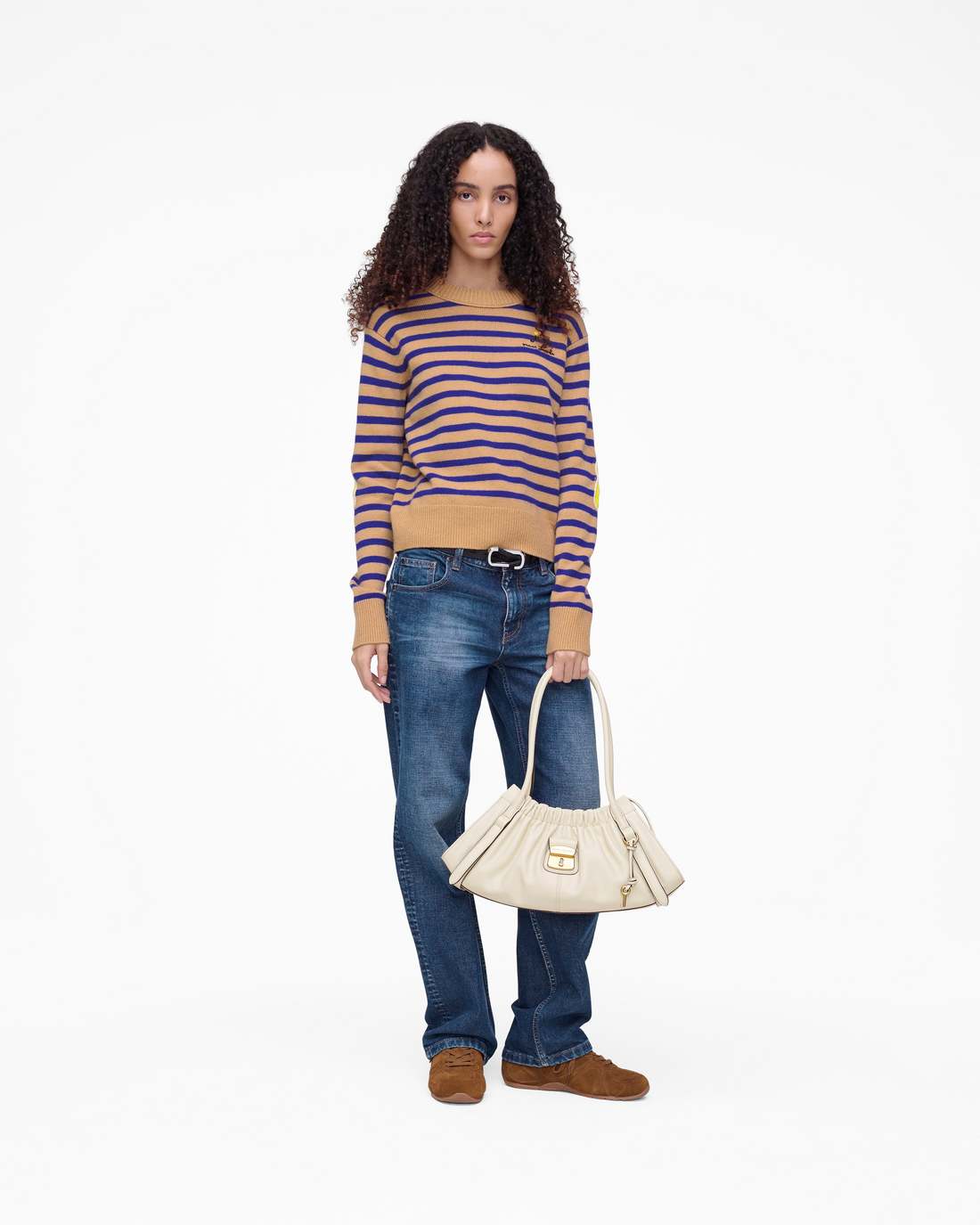 Joy Striped Crewneck Camel/Pansy