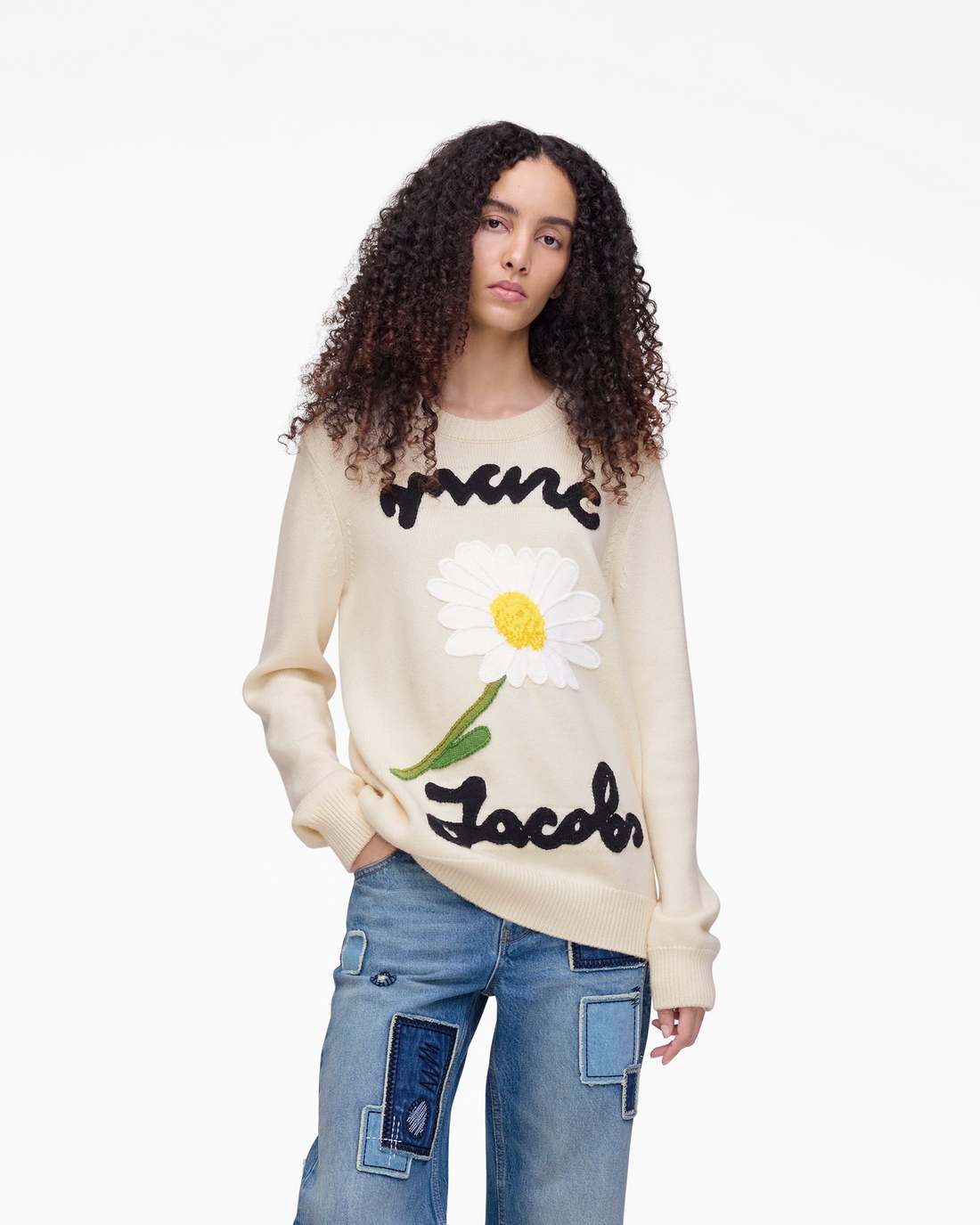 Marc Is Joy Jacquard Crewneck Ivory