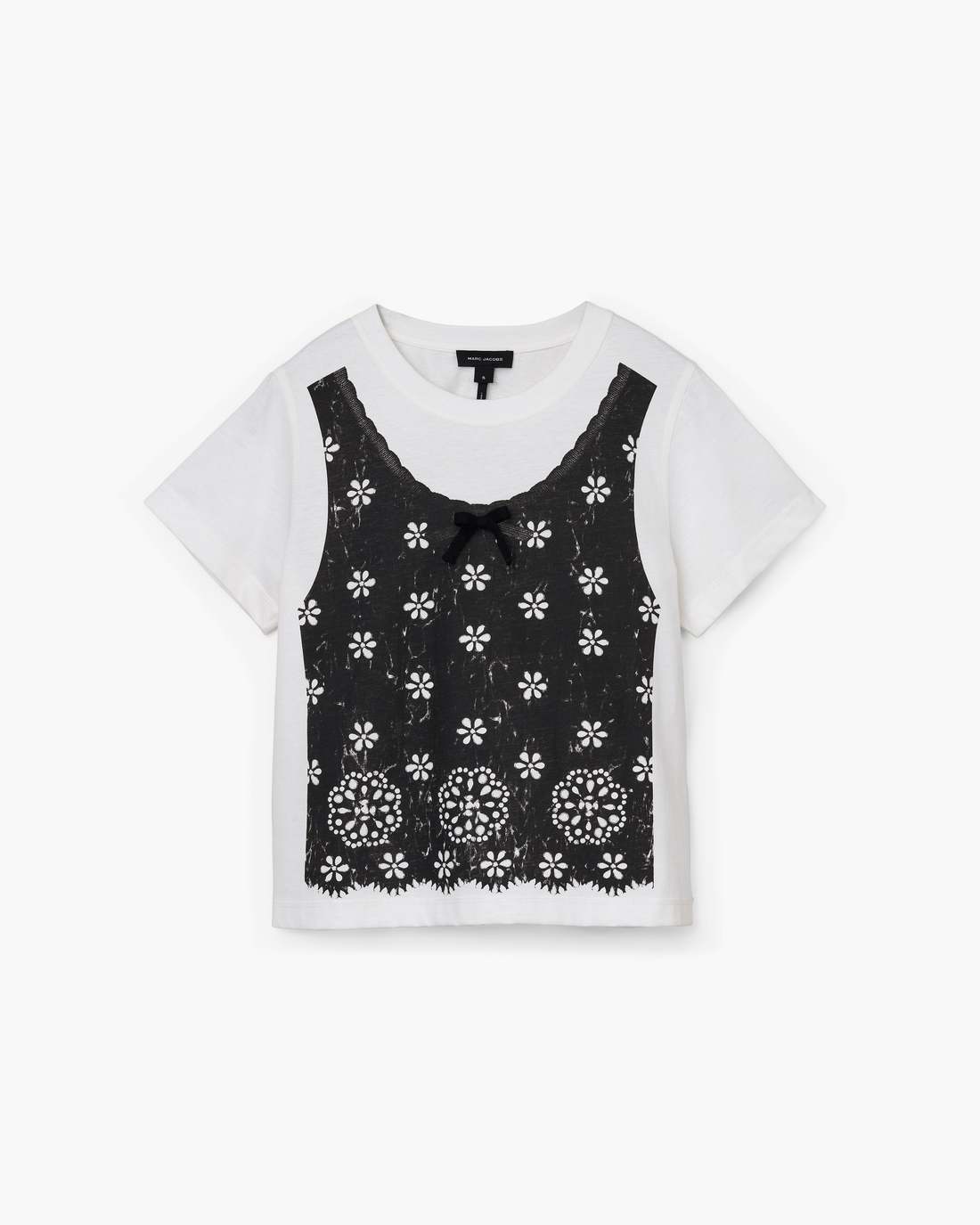 Trompe L'Oeil Eyelet Slim Tee White Multi