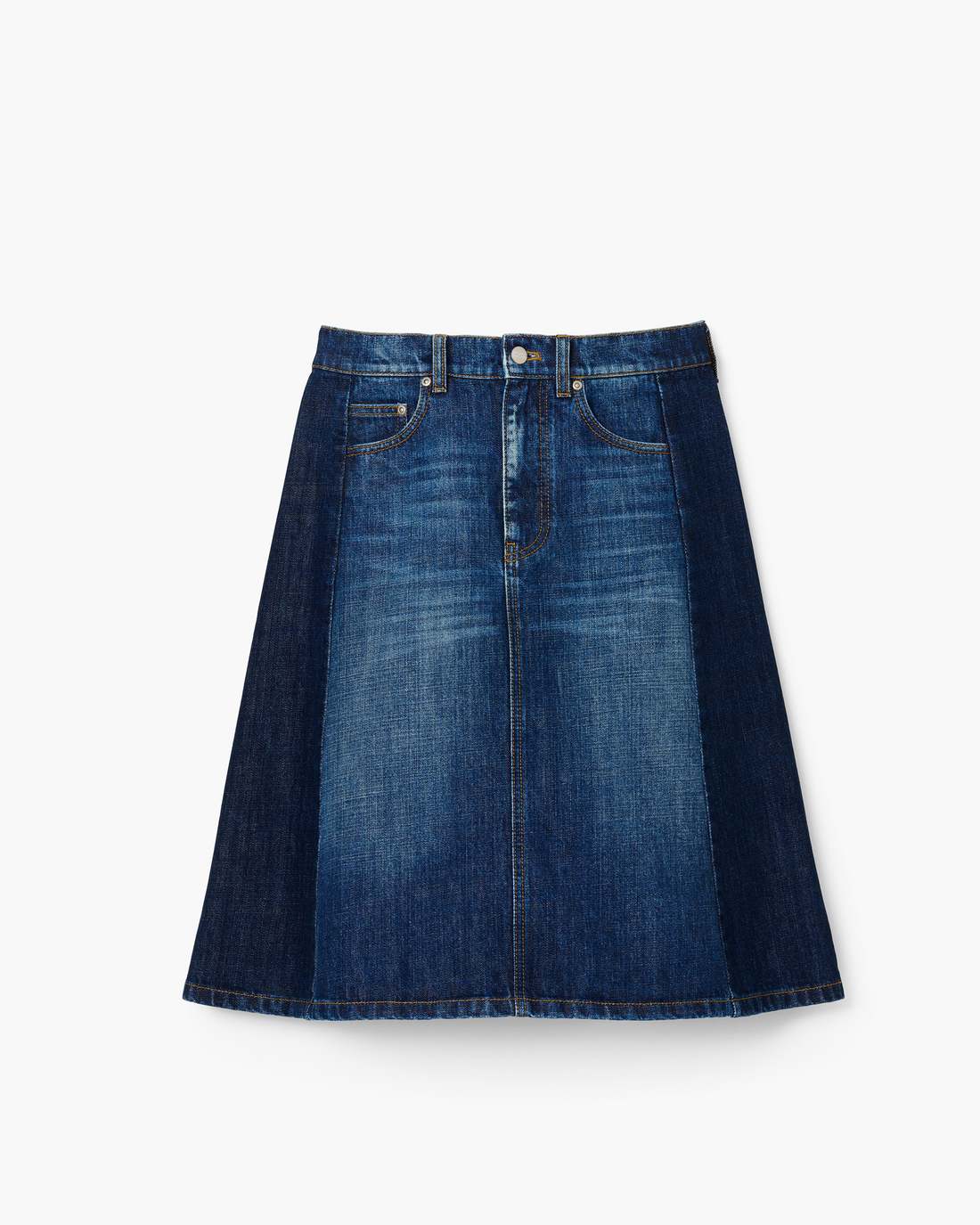 Two Tone Shadow Denim Skirt Dark Slub Indigo