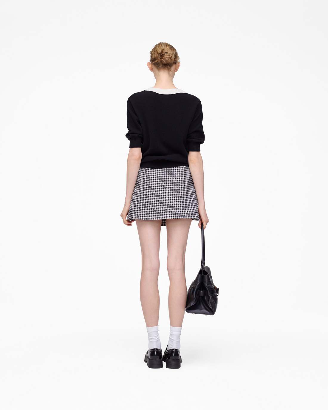 Gingham Tweed Mini Skirt Black Multi