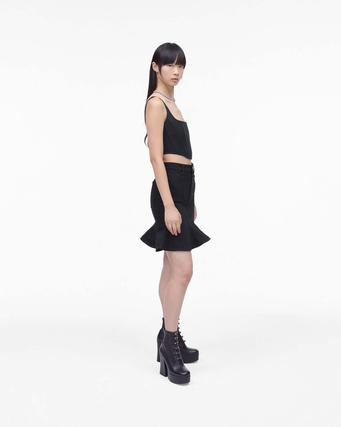 The Fluted Mini Skirt Black